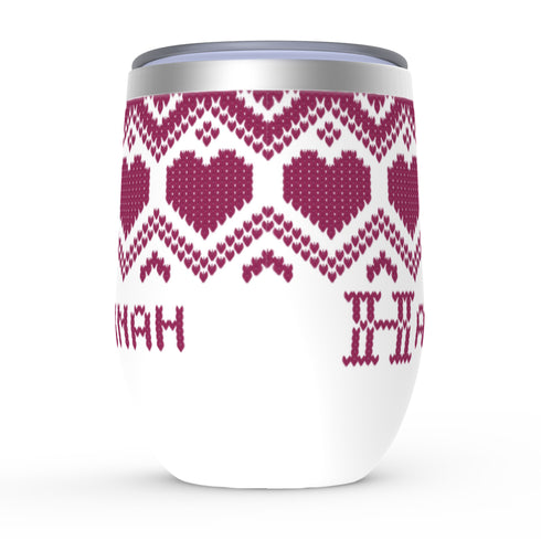 Fair Isle Hearts Stemless Wine Tumblers